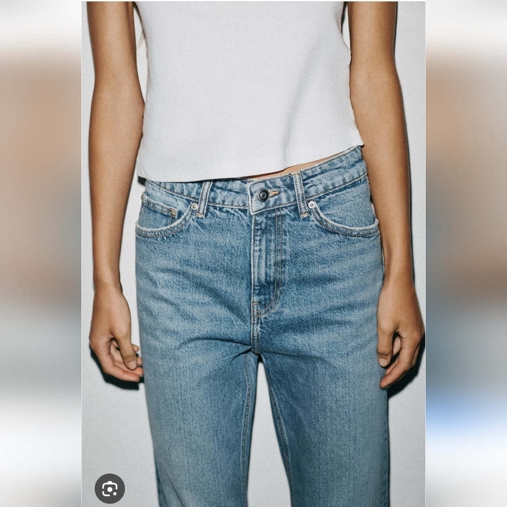 Zara Blue Ankle Cropped Slim Fit Stretch Jeans - Size 2 Great Condition